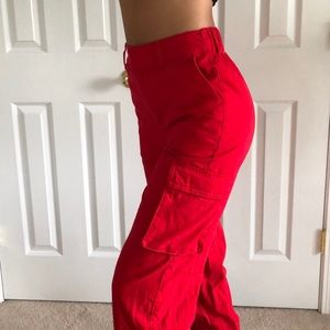 RED CARGO PANTS